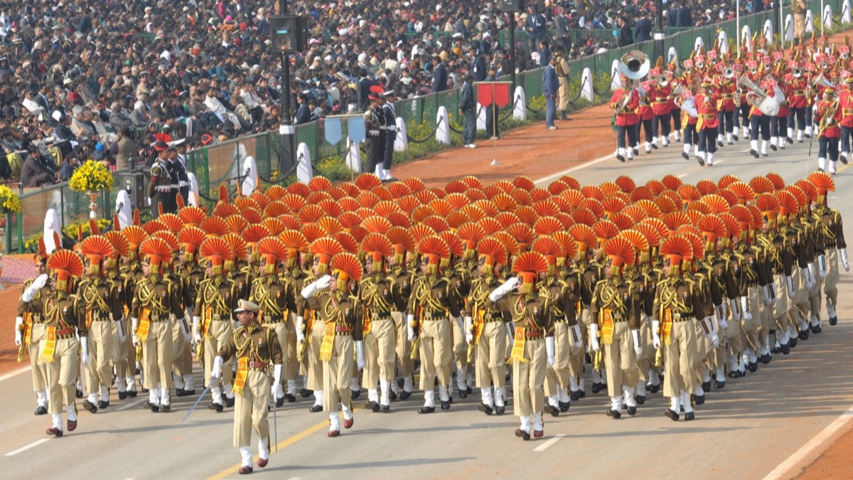The Central Industrial Security Force marching contingent in the Republic Day parade
