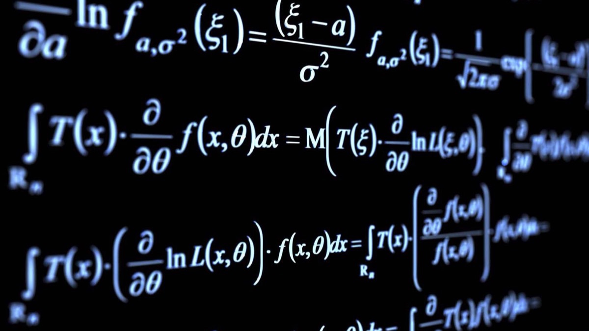 Mathematical formulas written on a blackboard